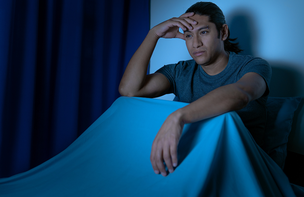 man can not sleep and in stress